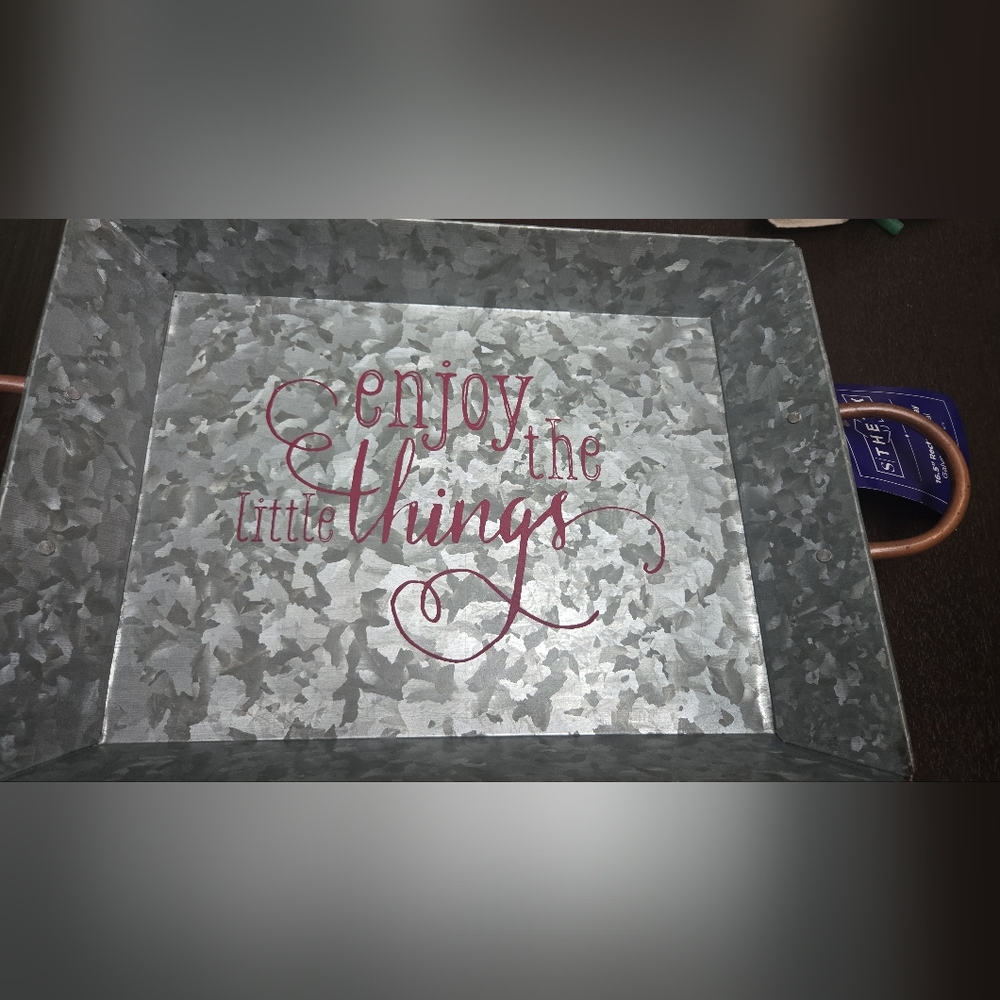 Metal serving tray. "Enjoy The Little Things"